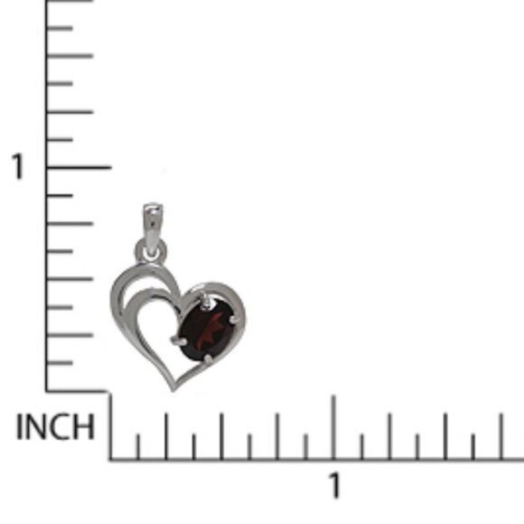 Sterling Silver Natural Garnet Stylized Heart 18" Necklace NWT - Picture 8 of 8